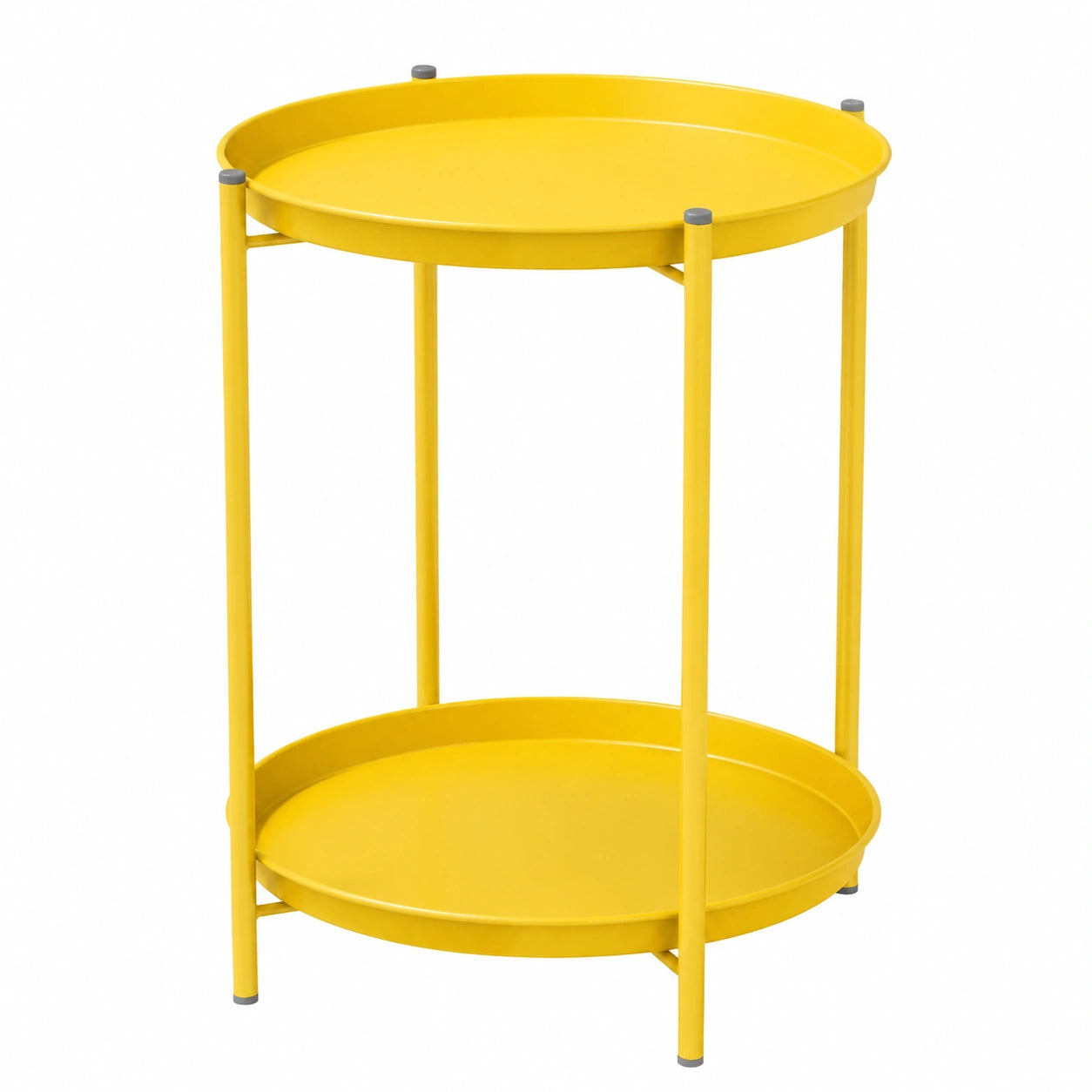 Grand Patio Runder Metalltisch mit Abnehmbarer Platte, 2 Ebenen, Ideal für Wohnzimmer, Schlafzimmer und Garten, 45x45x53cm, Gelb