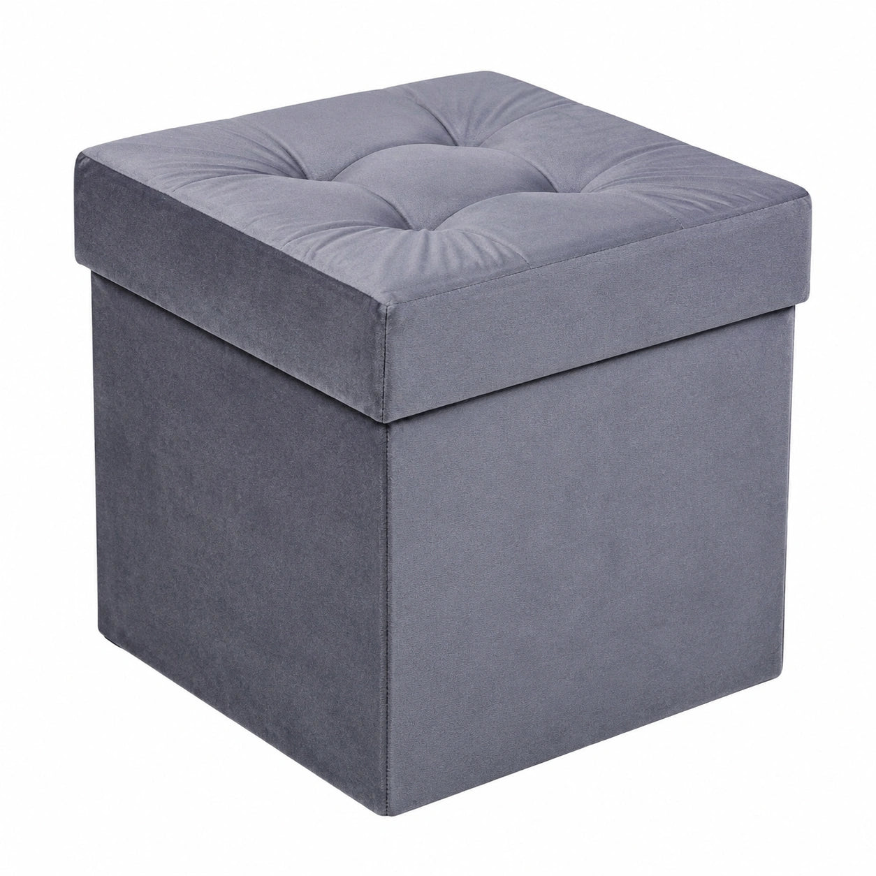 Stilvoller grauer Polsterhocker 45x45 cm mit 50L Stauraum, Belastbarkeit 300 kg, ideal für Wohn- und Schlafzimmer