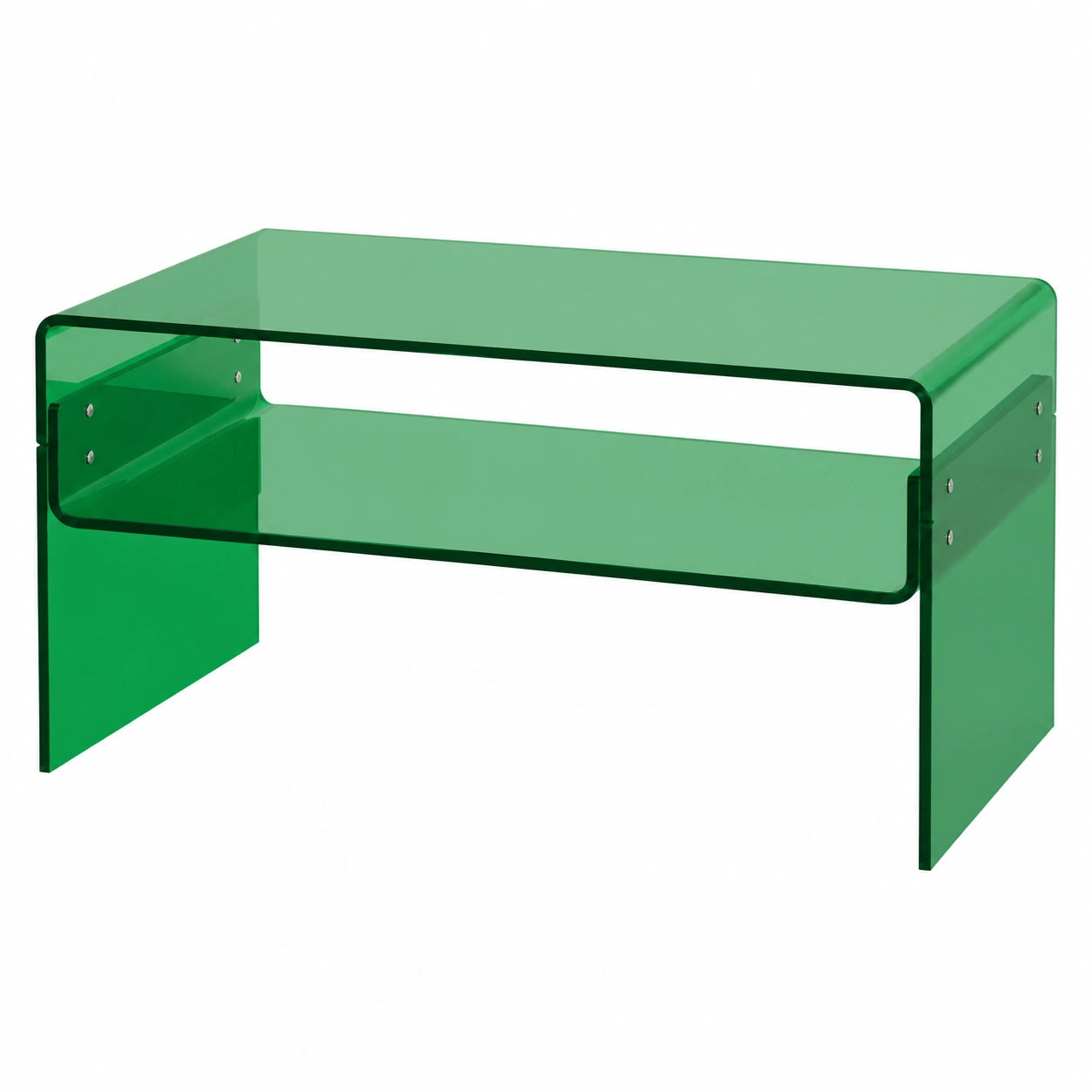 Moderner Acryl-Couchtisch, 2 Ebenen, Grün, 80x50x38cm, für Wohnzimmer und Büro