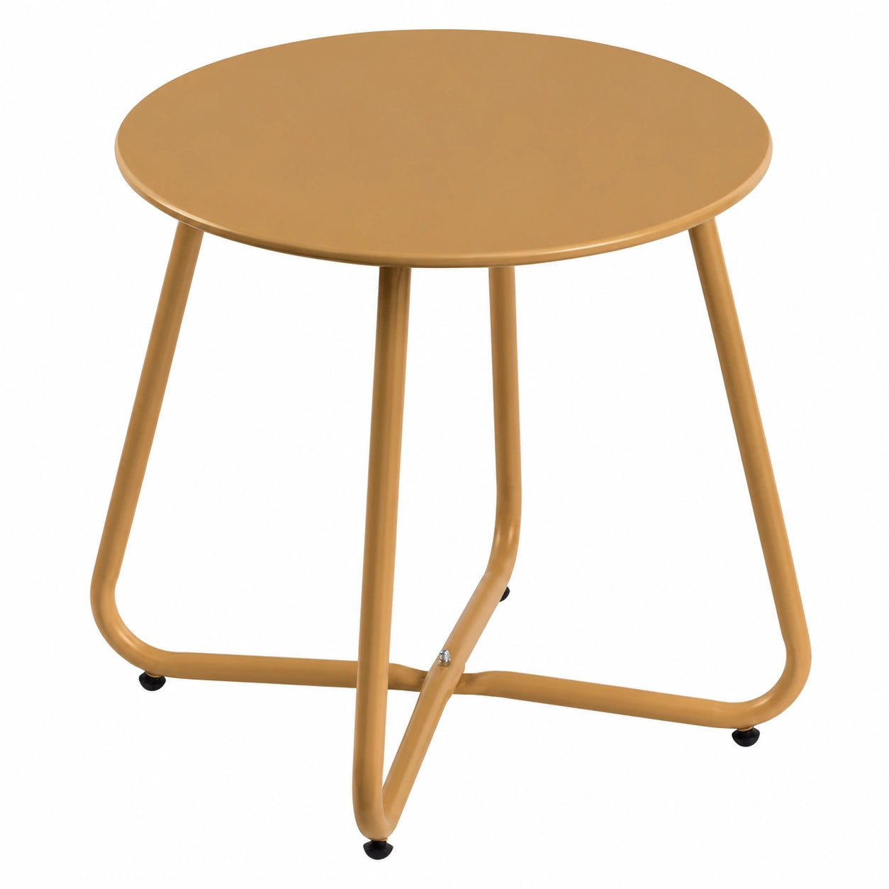 HollyHOME Runder Metall-Balkontisch, Outdoor Beistelltisch für Garten und Terrasse, Kleiner Kaffeetisch in Gold