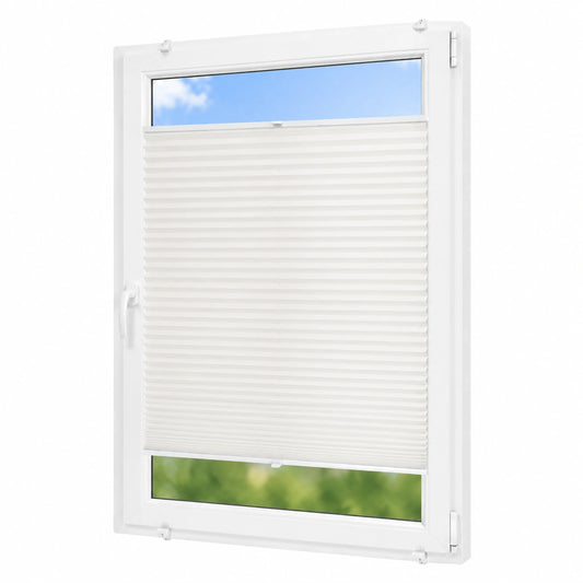 Birrke® Klemmfix Plissee 85x100 cm - Einfach zu montierendes Fensterrollo für Sonnenschutz und Privatsphäre - Oben-Unten Bedienung - Schneeweiß