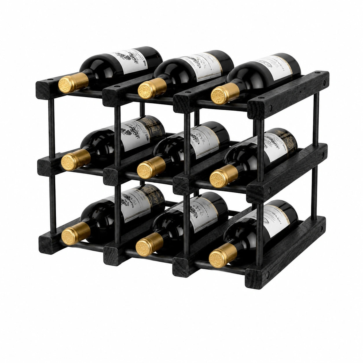 Modulares Weinregal aus Holz für 12 Flaschen, stapelbar für Küche, Bar und Wohnzimmer