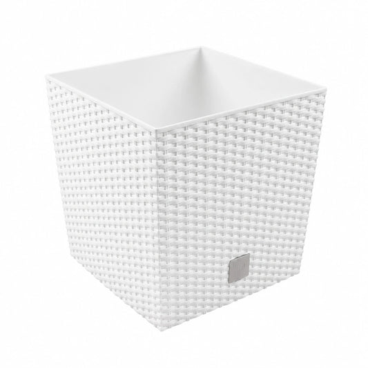 7-Liter Pflanztopf mit Eimer, weiß, 20 x 20 x 20,2 cm
