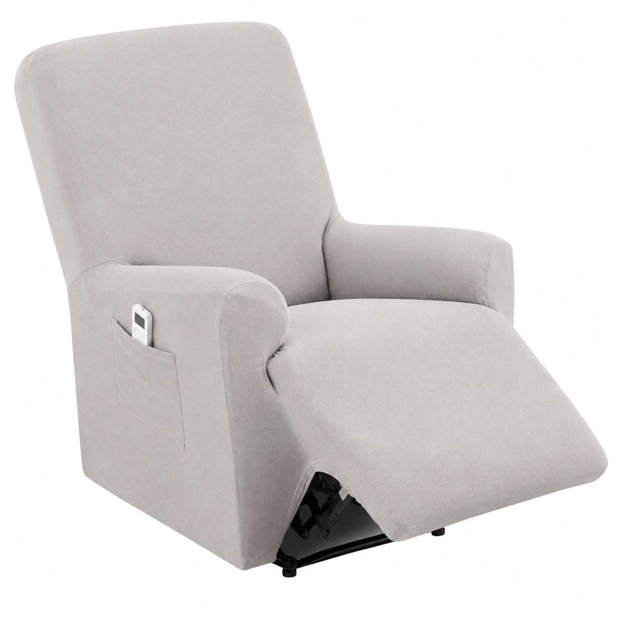 Elastische Jacquard Relaxsesselhusse, Waschbar Hellgrau 70-100 cm