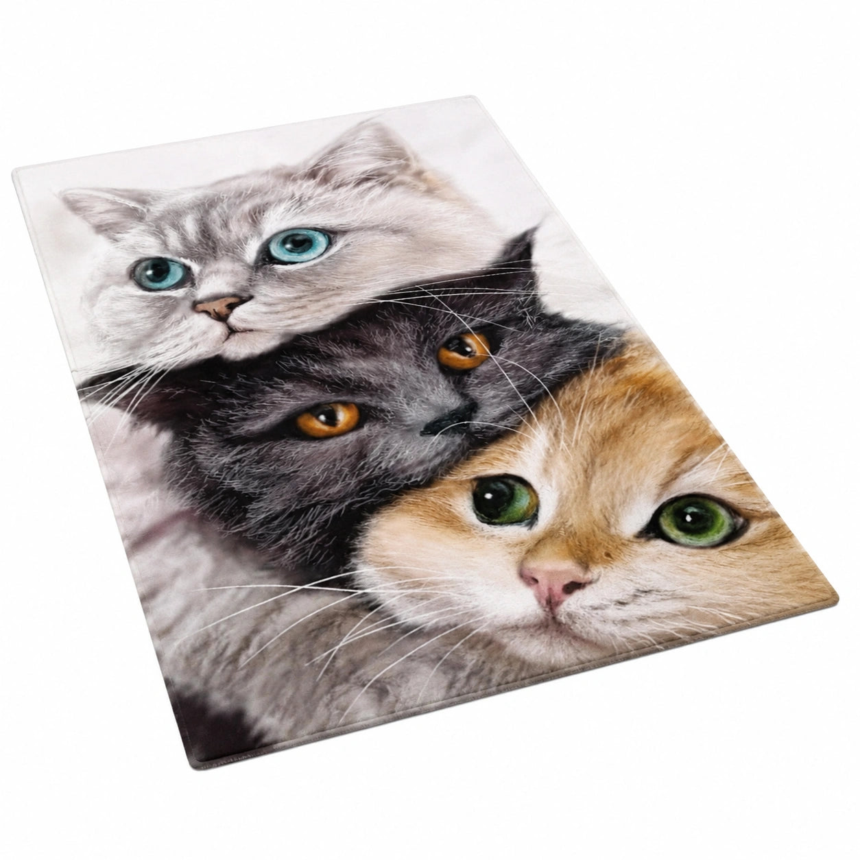 Niedlicher 3D-Katzen-Teppich Beige Grau für Wohnzimmer und Kinderzimmer, rutschfest, 160x200 cm
