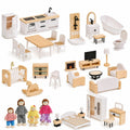 Atoylink Holz- und Kunststoff-Puppenhausmöbel Set, Zubehör für Rollenspiele, Geschenk für Kinder ab 3 Jahren