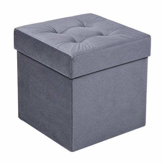 Stilvoller grauer Polsterhocker 45x45 cm mit 50L Stauraum, Belastbarkeit 300 kg, ideal für Wohn- und Schlafzimmer