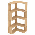 Eckregal aus Holz mit 4 Ebenen, platzsparendes Bücherregal für Wohnzimmer, Schlafzimmer und Büro