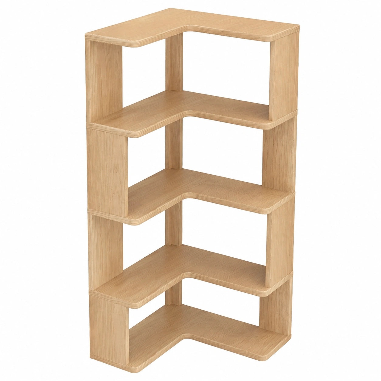 Eckregal aus Holz mit 4 Ebenen, platzsparendes Bücherregal für Wohnzimmer, Schlafzimmer und Büro