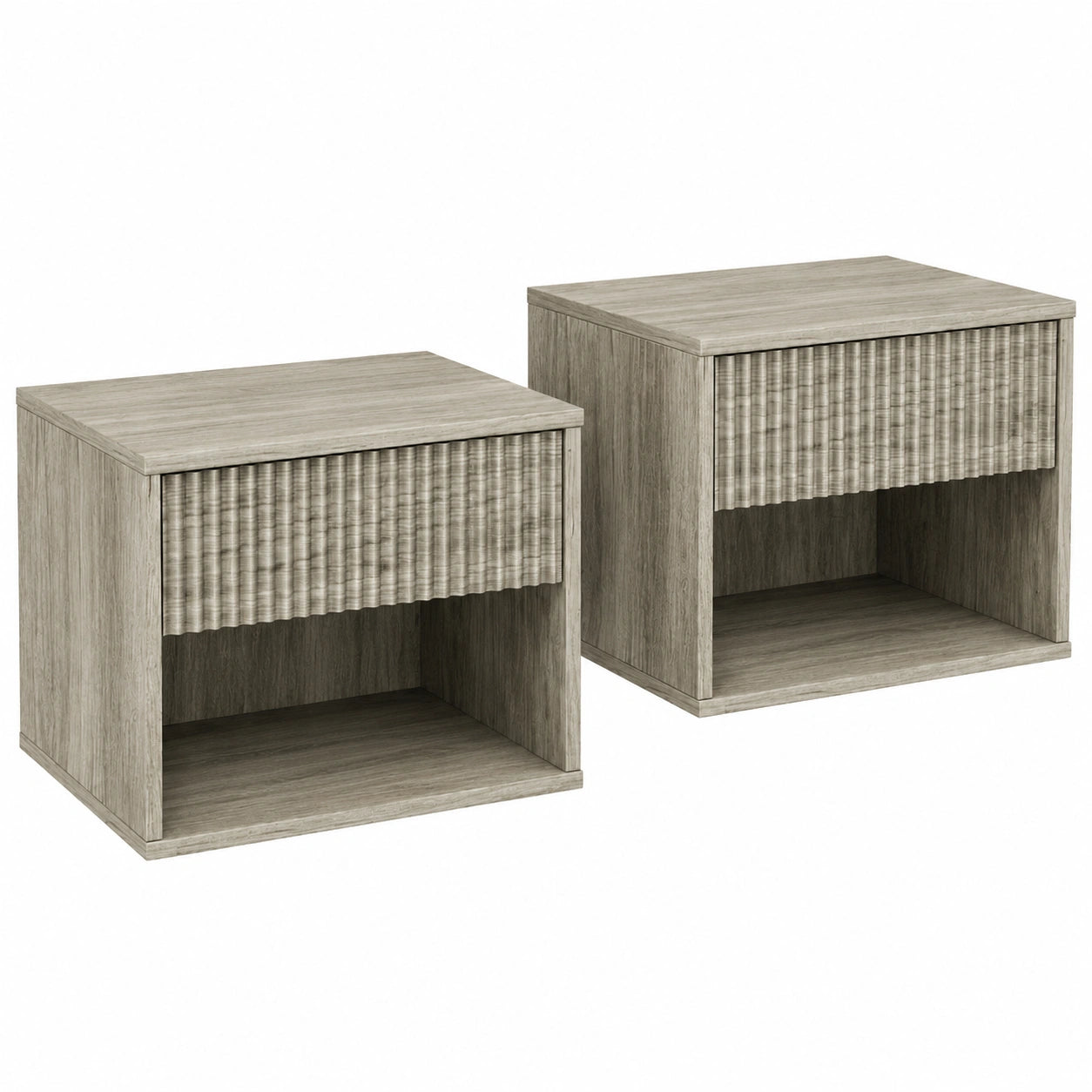 Hängender Nachttisch im 2er-Set mit Schublade und Fach, Wandmontage, 40 x 30 x 33 cm, ideal für Schlafzimmer und Wohnzimmer