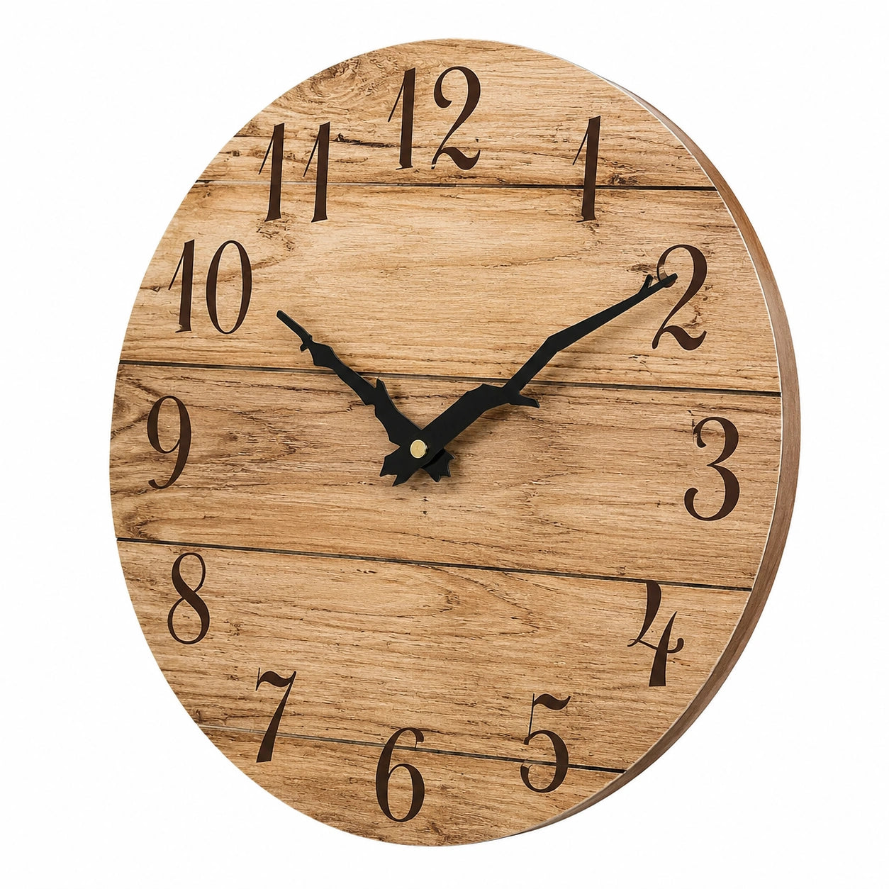 Plumeet Geräuschlose Wanduhr 30,5 cm, Rahmendesign in Holzoptik, Funkgesteuert, Dekorativ für Wohnzimmer & Schlafzimmer, Rustikaler Stil