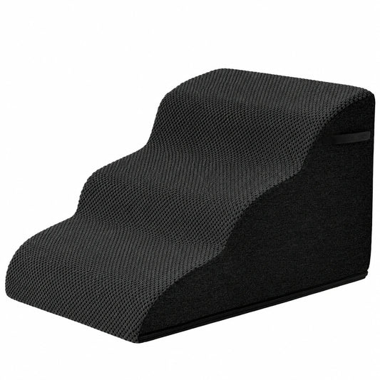 Haustiertreppe mit 3 Stufen, Ideal für Kleine Hunde, Hochdichter Schaumstoff, Abnehmbarer Bezug, Rutschfester Boden, Größe: 32x60x30 cm
