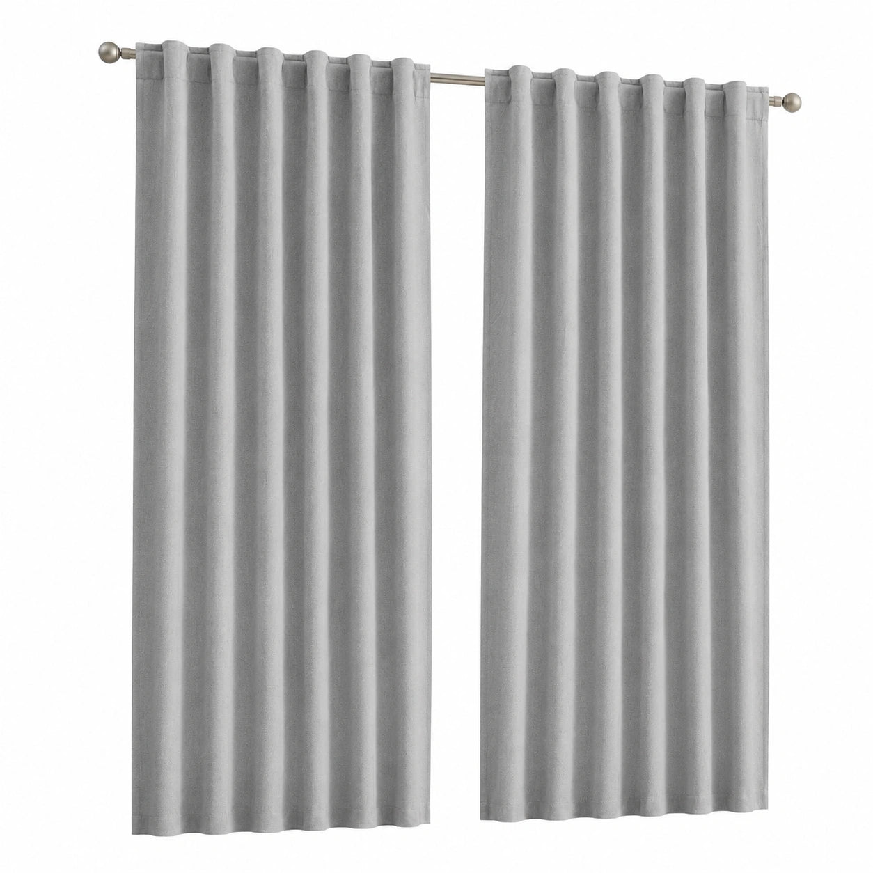 Lichtblockierende Vorhänge aus Leinen, 228 cm, energieeffizient und geräuschdämpfend, mit Haken und Gürtelschlaufe, hellgrau, 127x229 cm, Set aus 2