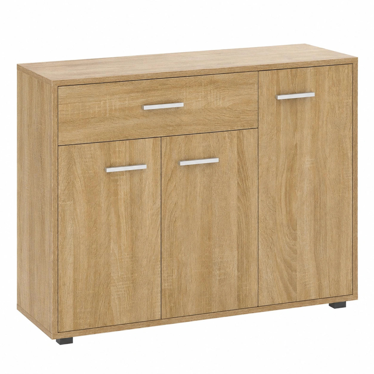 CARO-Möbel Sideboard Estelle, Mehrzweckschrank in Sonoma Eiche, mit 3 Türen und 1 Schublade, 88 cm breit